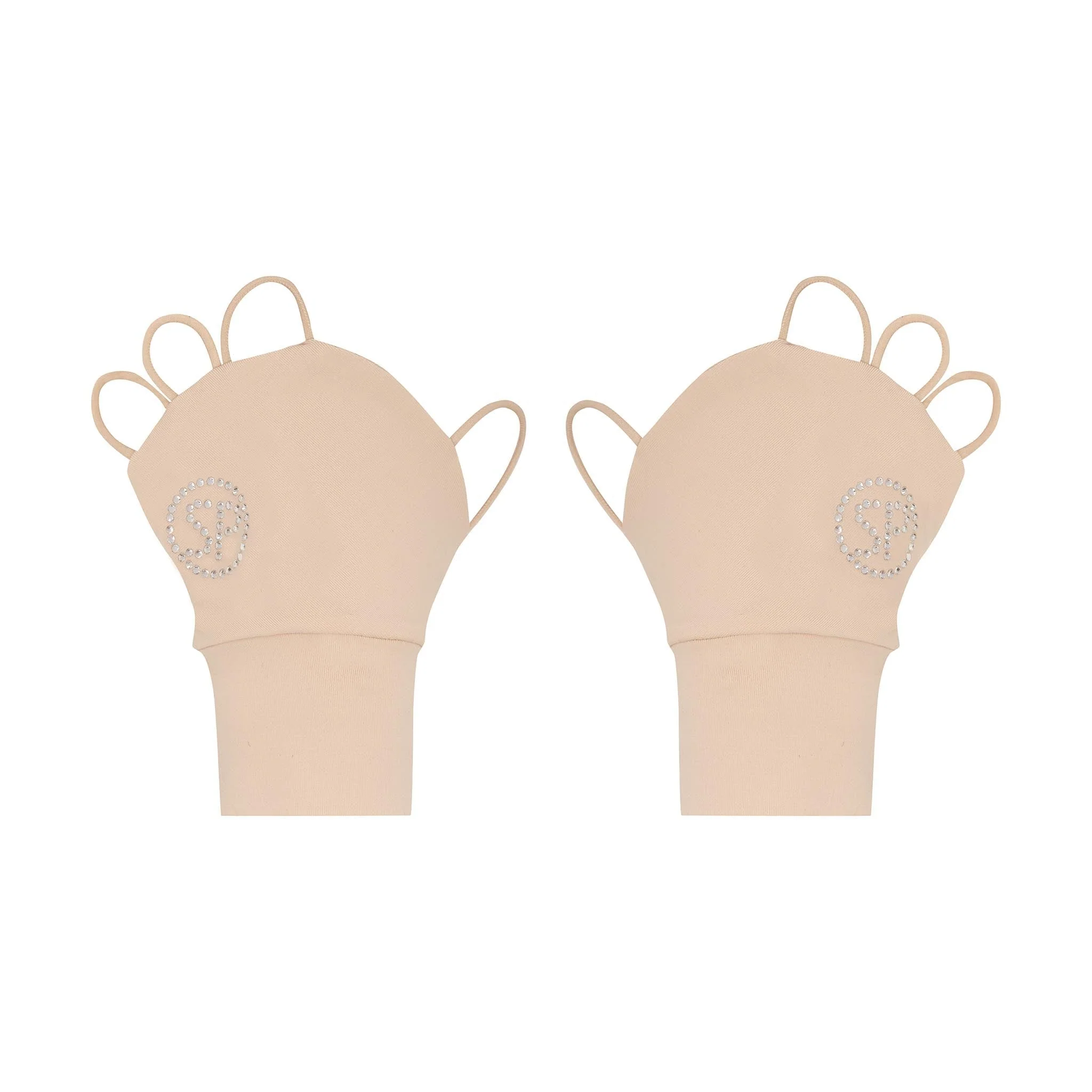 Crystal Palmless Gloves (Beige) - Image 3